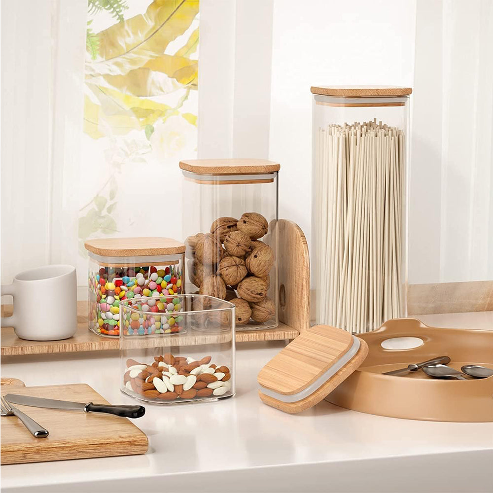 5-Pieces Plexi Storage Container With Bamboo Lid