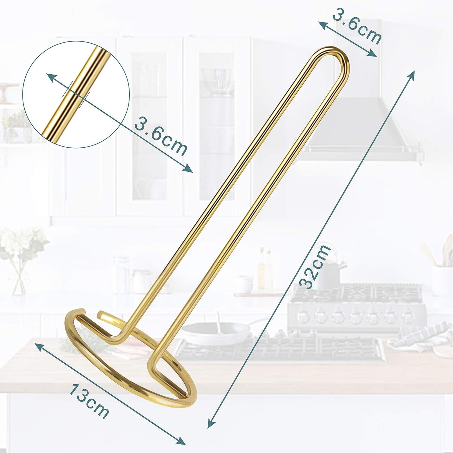 Tissue Holder Standing Rack with Weighted Base for Kitchen Counter top, Gold