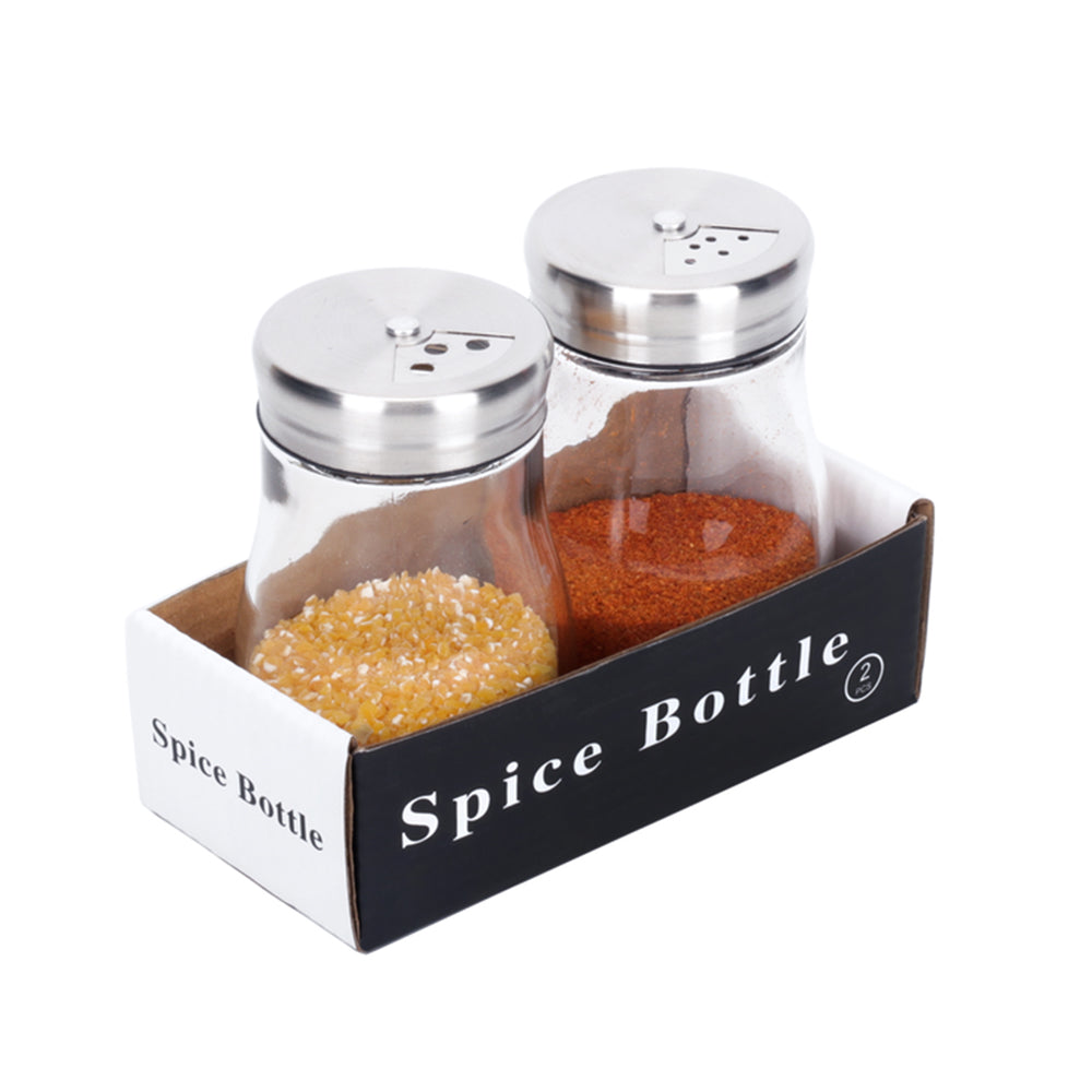 2-Pieces Clear Glass Salt and Pepper Shakers