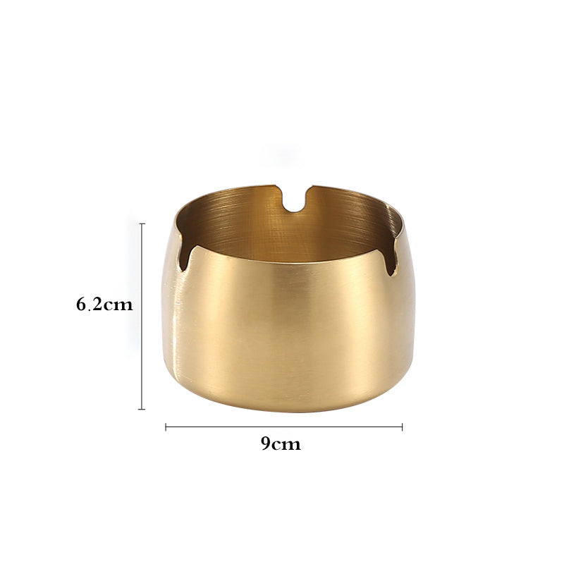 Round Stainless Steel Cigarette Ashtray Gold – 9 cm PG-9J