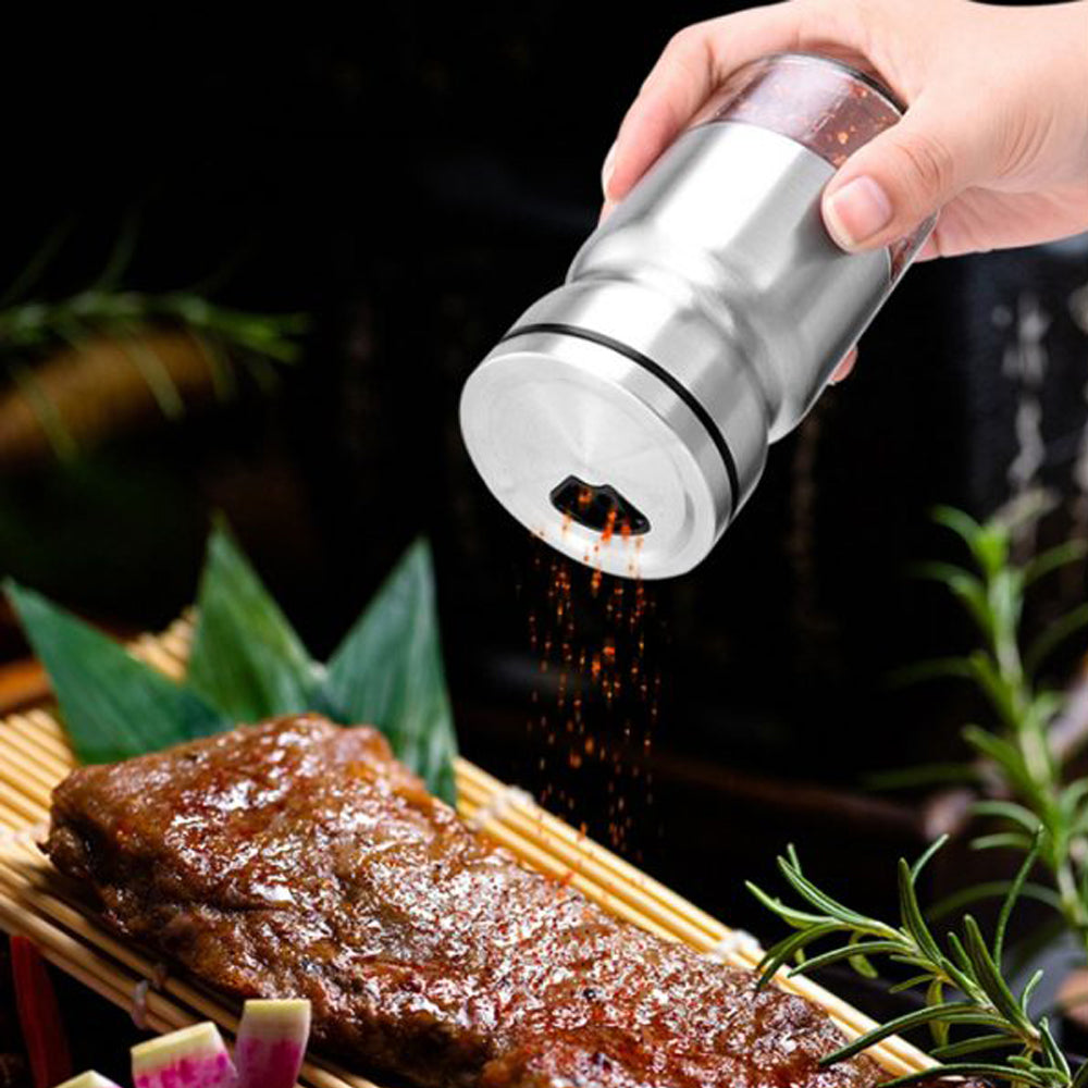 8-Pieces Stainless Steel With Glass Spice Rack Set
