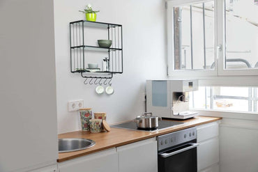 Modern Industrial Wall Shelf with Hooks By Wenko