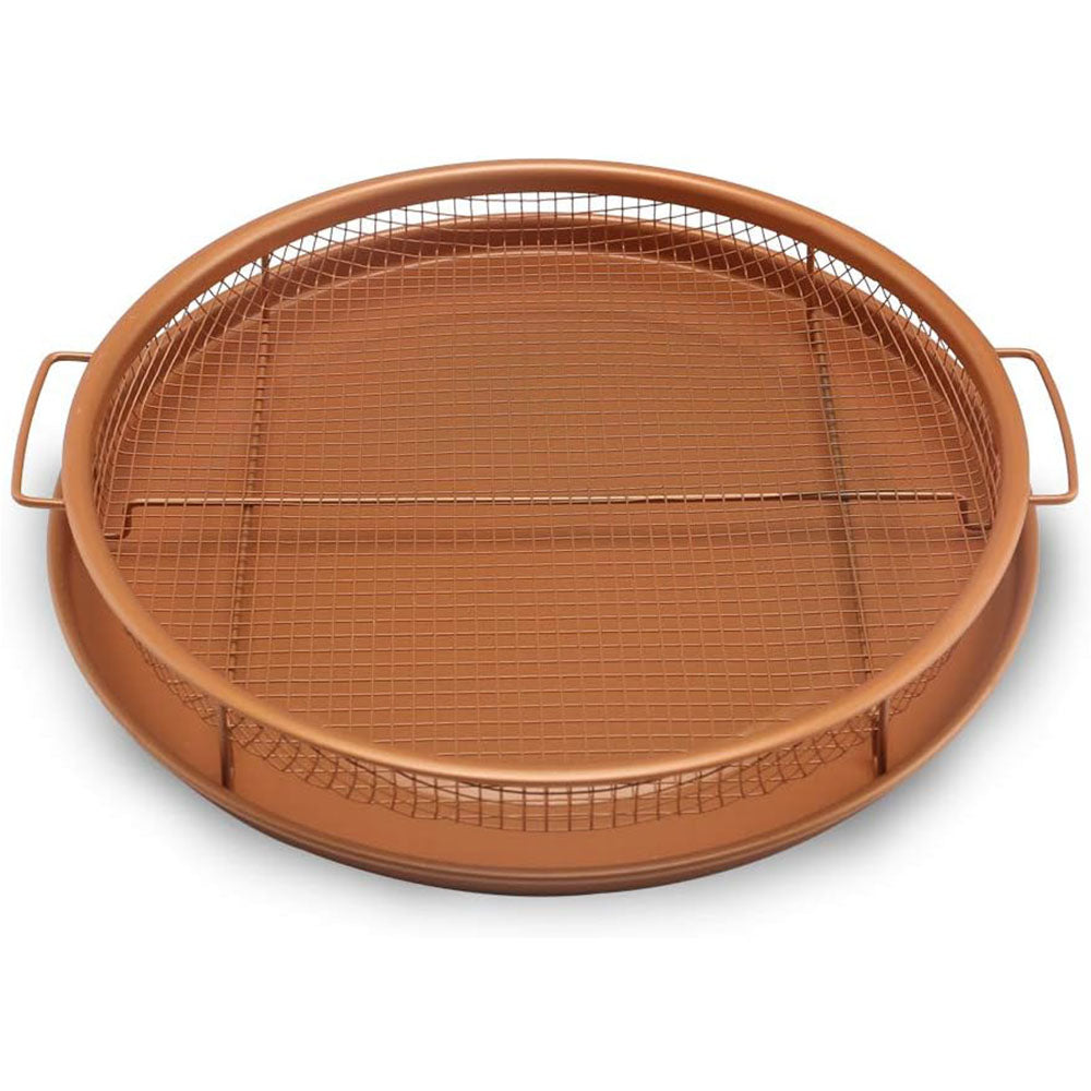 2 Piece Set Round Copper Air Fry Crisper Tray