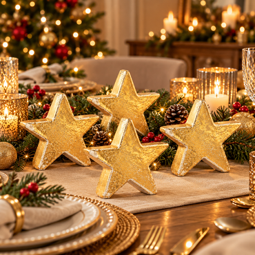 Pure Gold Ceramic Star Christmas Decoration