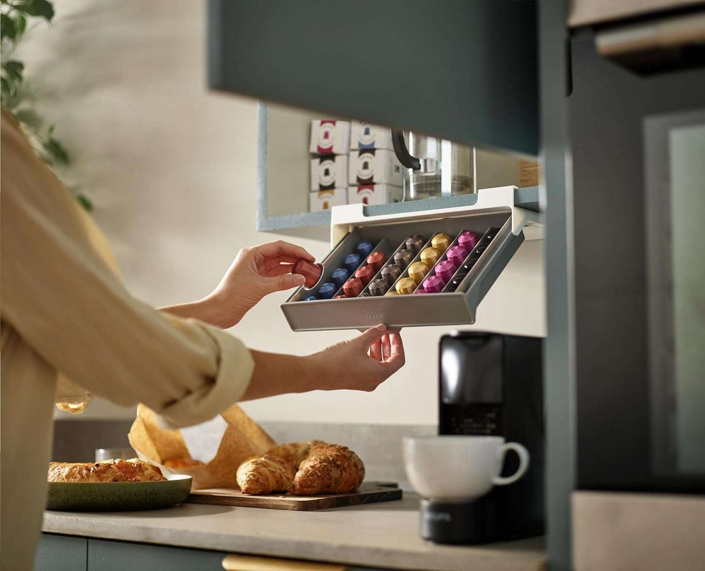 Cupboard-store coffee capsule drawer by Joseph Joseph