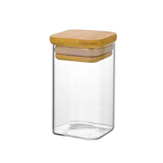 Clear Borosilicate Glass Storage Jar With Bamboo Lid 270-ml #XZ-F0002