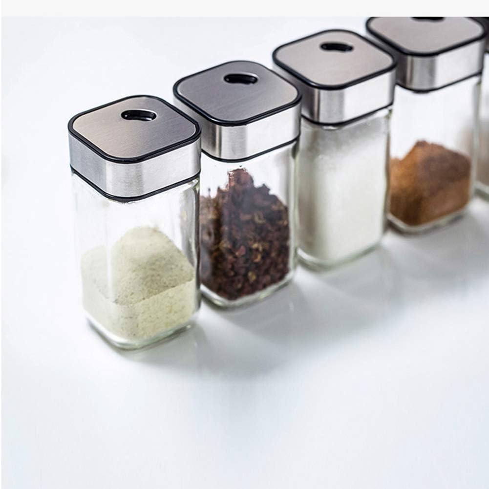 12-JARS Square 100ML Stainless Steel Rotating Seasoning Spice Jar Set