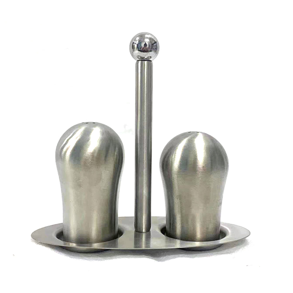 Stainless Steel Salt And Pepper With Stand