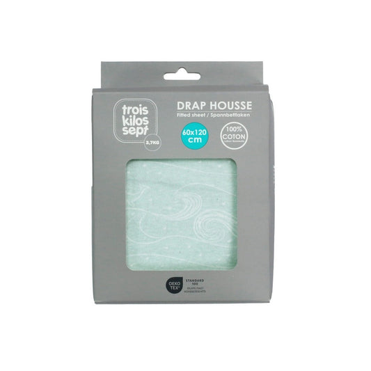 Baby fitted sheet - Sea green with ocean patterns