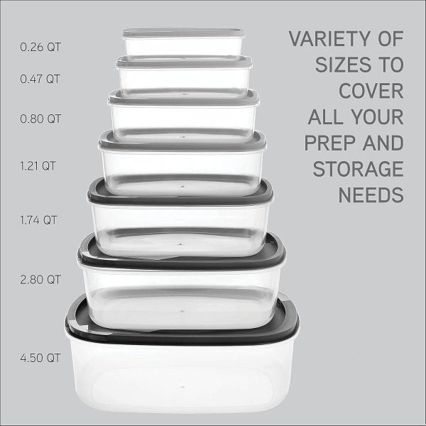 7-Pieces Food Storage Containers with Lids, Easy-Find Nesting Plastic Containers