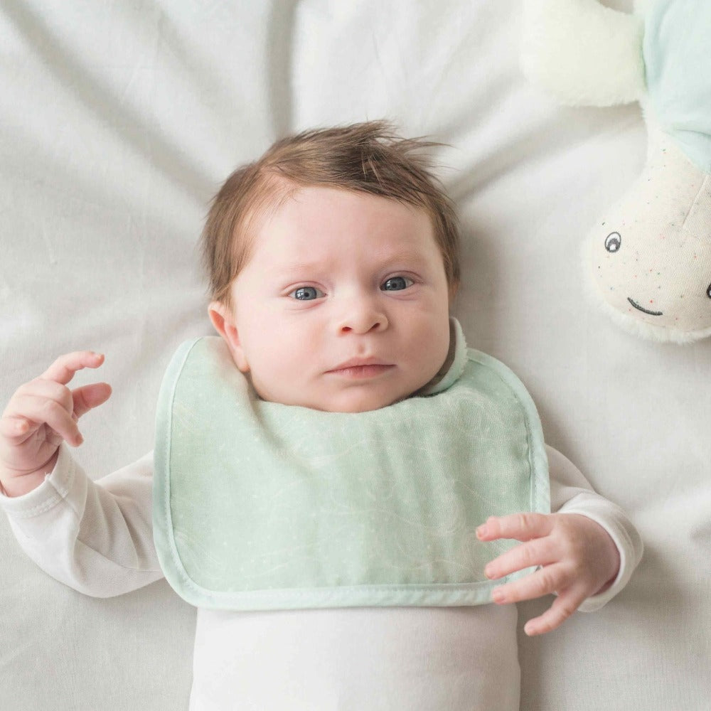 Set of 3 newborn bibs - Sea green