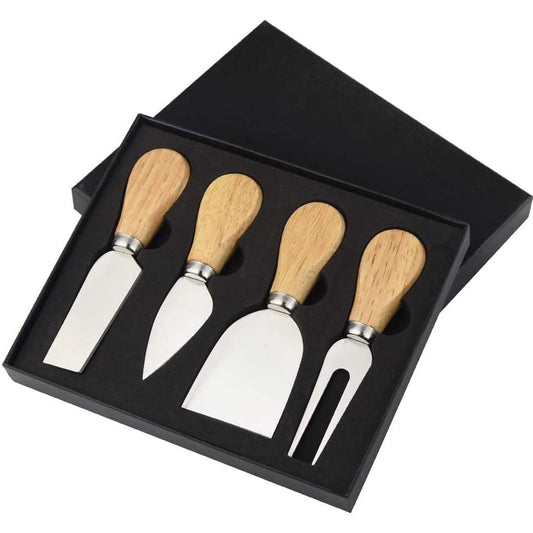 Stainless Steel 4-Piece Cheese Knives Set with Wood Handle