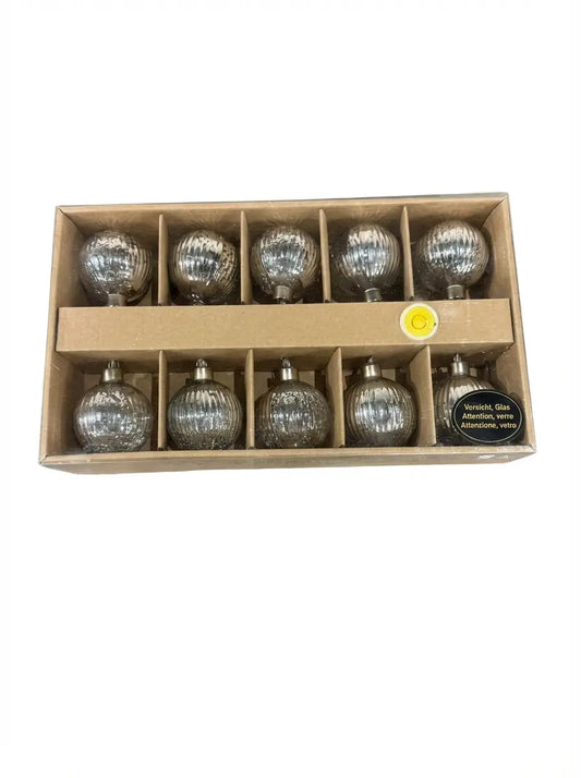 Holiday Elegance-Silver Ripple Glass Ornament (10-lights)