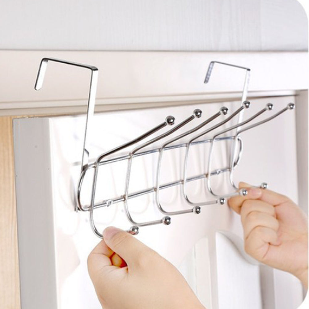 Stainless Steel Over the Door Hanger 6-Hooks 47cm