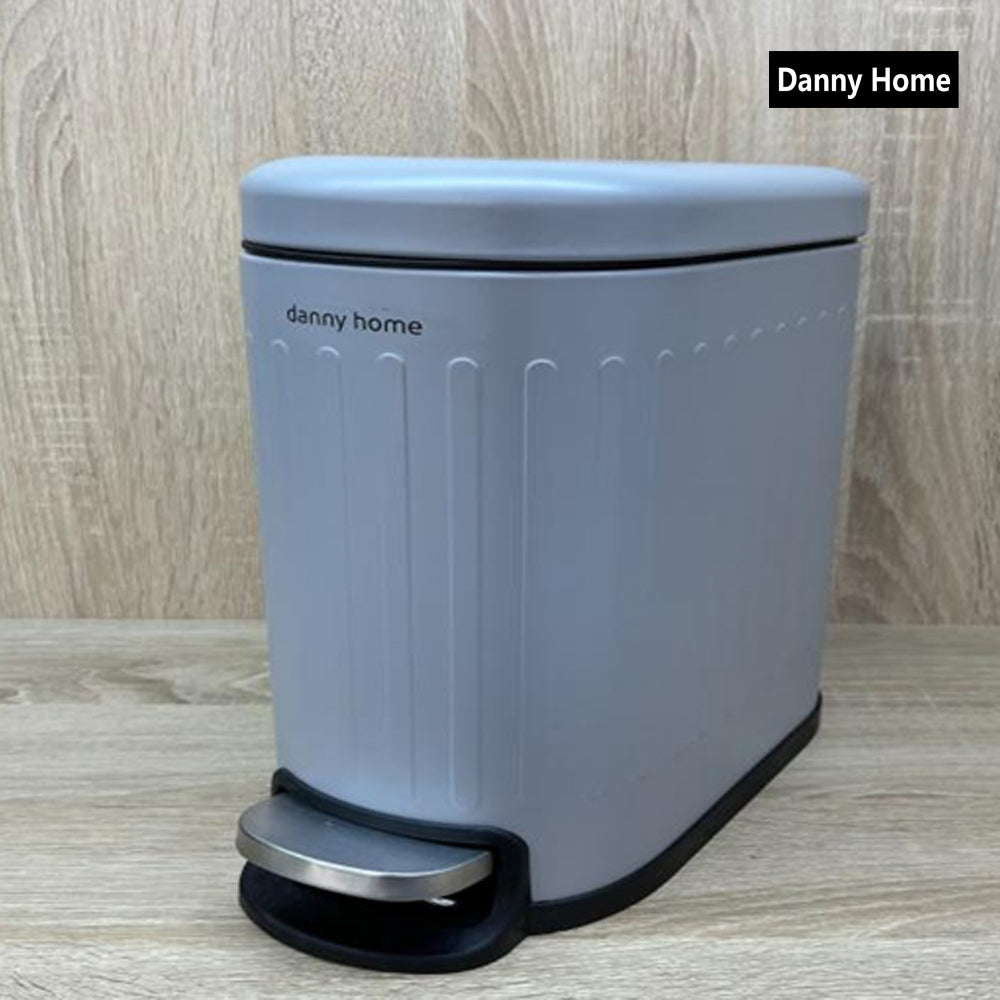 Danny Home 5-Liter Stainless Steel Trash Can with Lid and Pedal – Grey