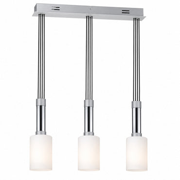 Micasa MILA 3-Light Pendant Light – Satin Silver & Chrome | Frosted Glass Adjustable Suspension