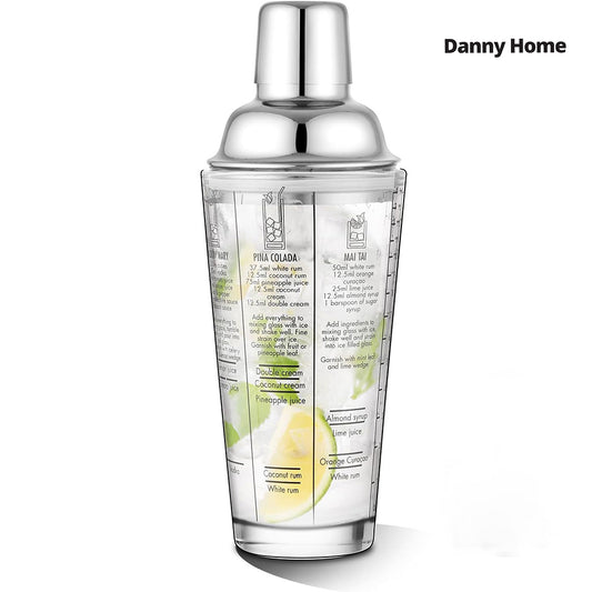 Danny Home Glass with Stainless Steel Cocktail Shaker 450ml