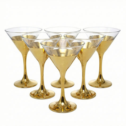 6-Pcs Elegant & Smooth Beverages Cocktail Glass – Gold 160ml #2846