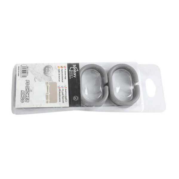 12 Pcs/Set Flexible Plastic Shower Curtain Rings Grey