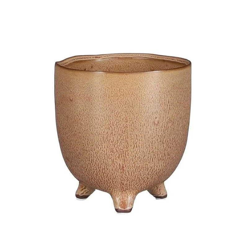 Brown Small Vase Elly Pot on foot Brown by Mica