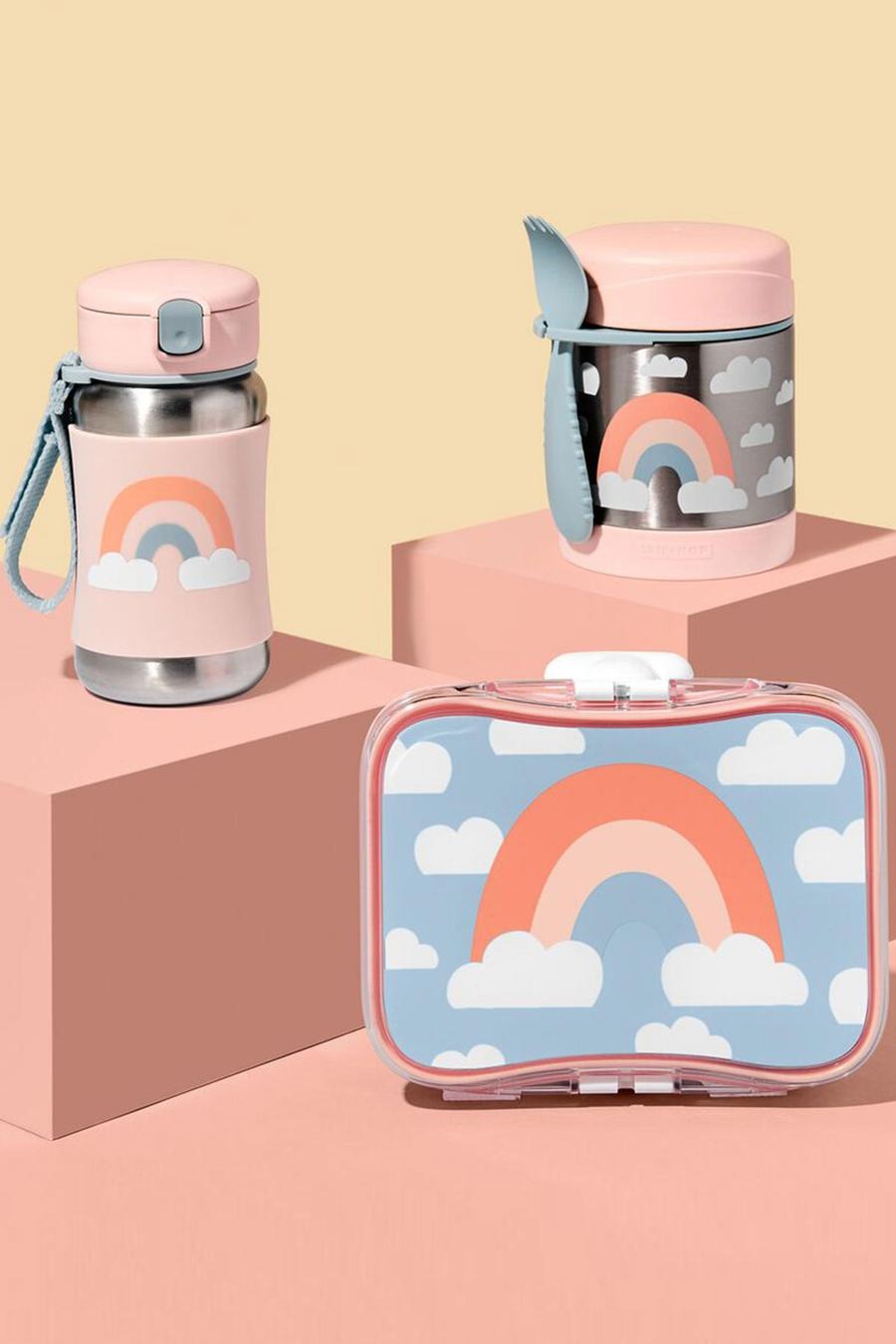 Stainless Steel Straw Bottle, Rainbow Design