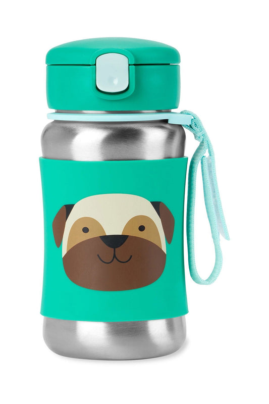 Stainless Steel Straw Bottle, Pug
