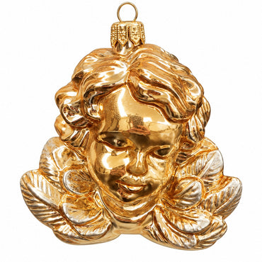 Mouth-Blown Glass Cherub Christmas Ornament – Gold