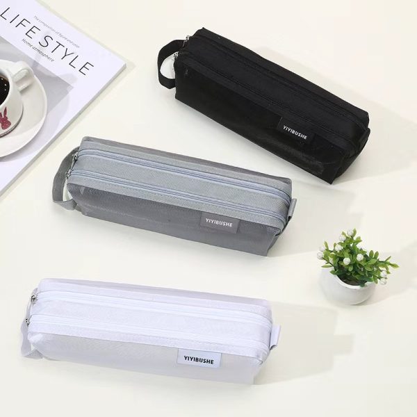 Mesh Pencil Case Double Zipper