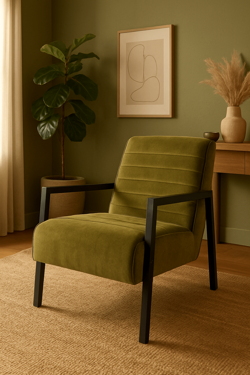 Lars Green Velvet Armchair by Eleonora