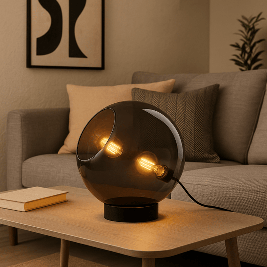 Toula Black Glass Table Lamp- Large- by Nino - Germany