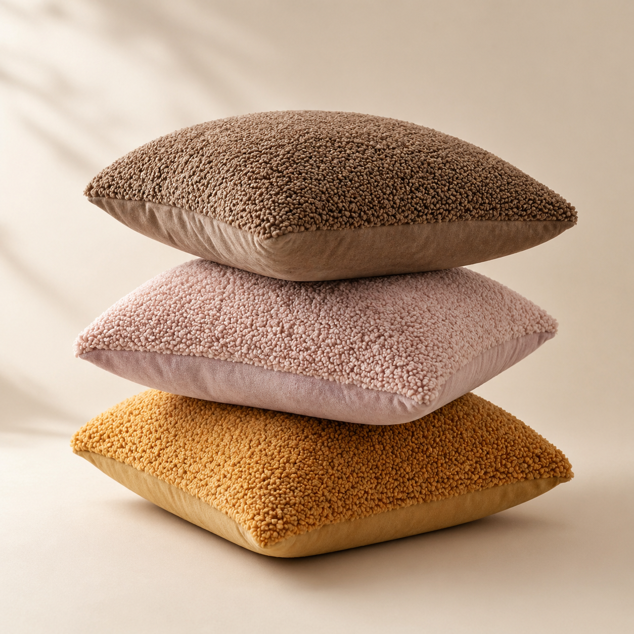 Tiseco Home Studio Cushion - Soft Teddy Plush Fabric - Brown