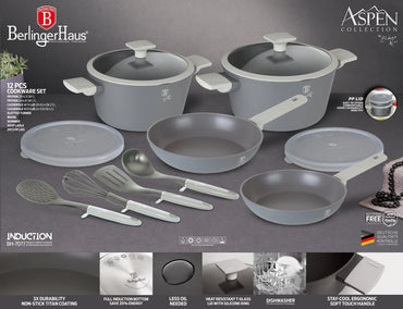 12-Piece Kitchen Stackable Cookware Set Aspen Collection