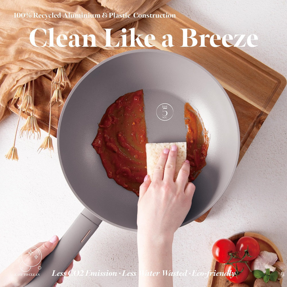 Wok with lid, 28 cm, Taupe