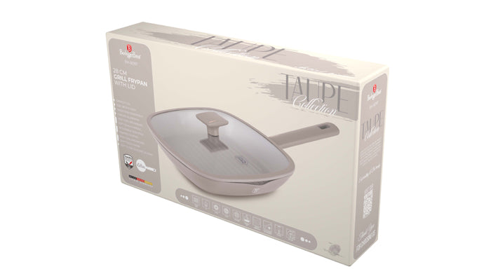 Grill pan with lid, 28 cm, Taupe