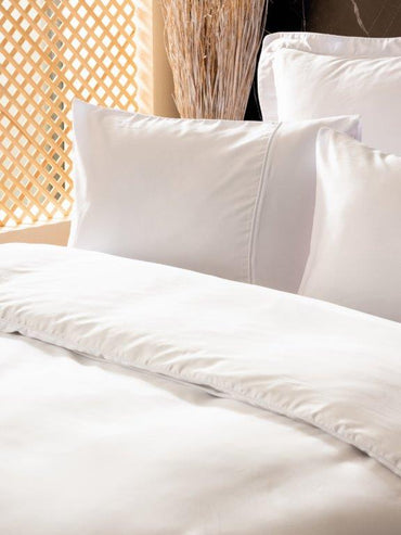 Silk Cotton DOUBLE Duvet Cover Set White 800TC