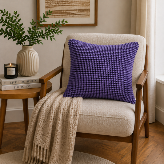 Tiseco Home Studio Cushion - Chenille Tufted Fabric - Purple