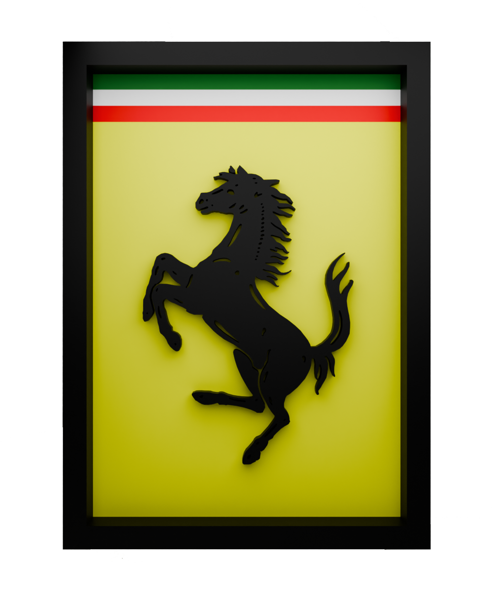 The Prancing Horse Frame WIth 3D-printed Logo
