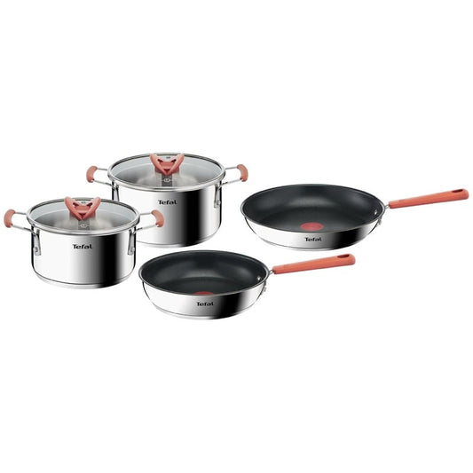 Tefal G720S604 Optispace Cookware Set – Pan 24cm & 28cm, Casserole 18 cm & 20 cm + Lid