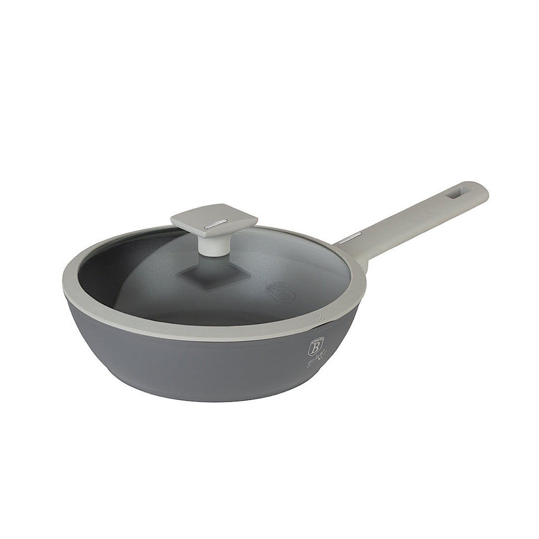 Deep frypan with lid, 24 cm, Matt Grey