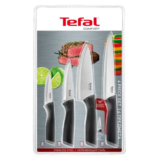 Tefal K221S475 Set of 4 Comfort Knives with Cover – 9 cm, 12 cm, 15 cm, 20 cm