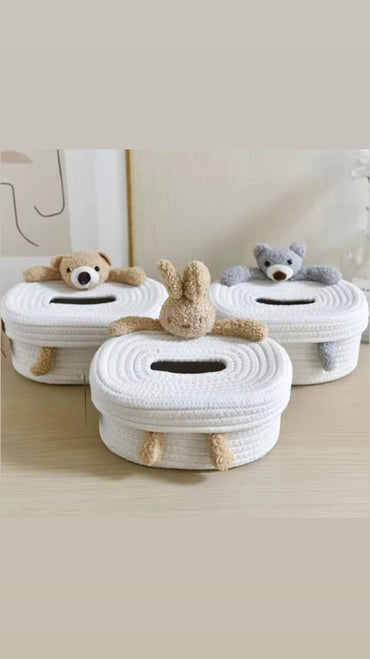 Bunny Woven Tissue Box Holder