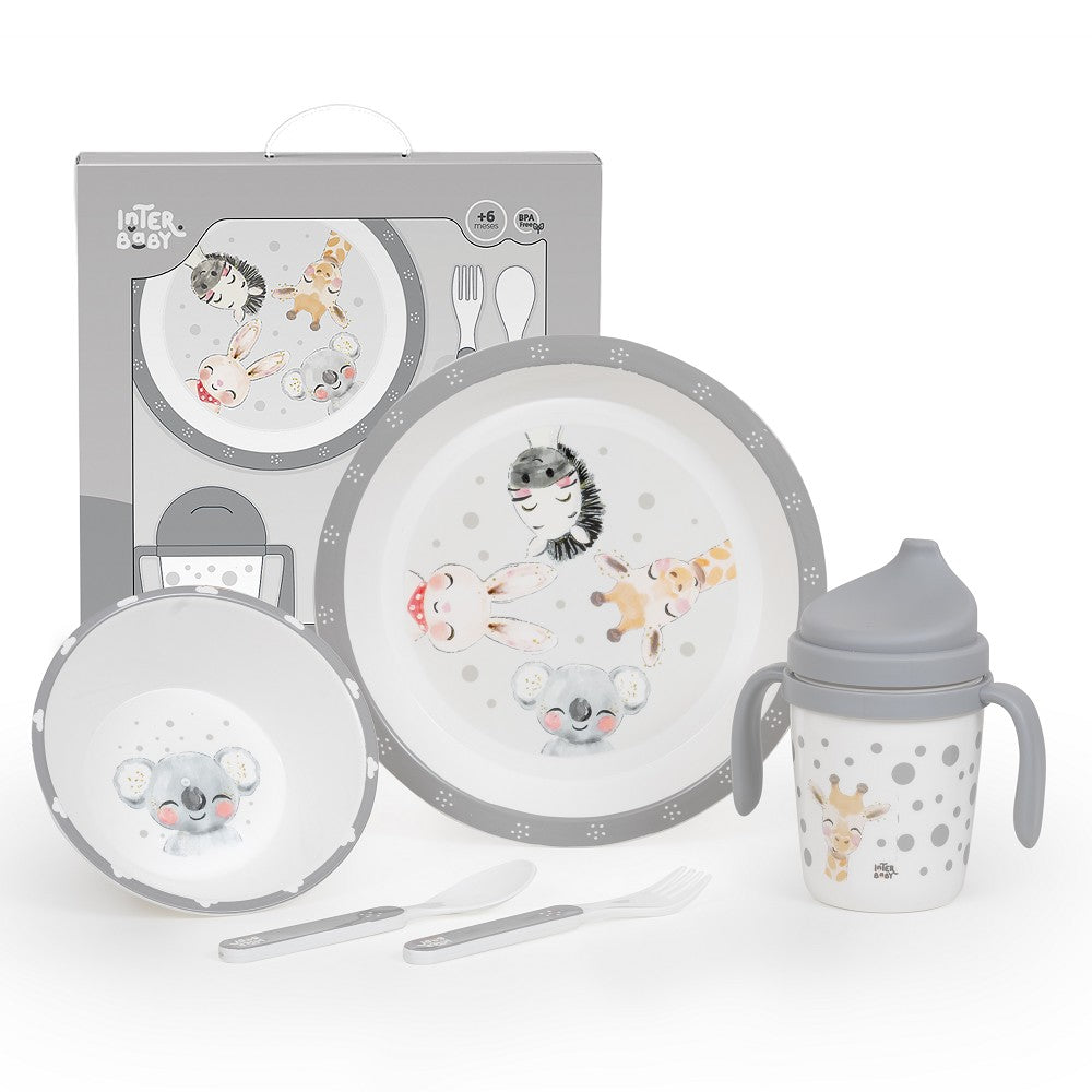 Jungle Grey Kids Dinner Set