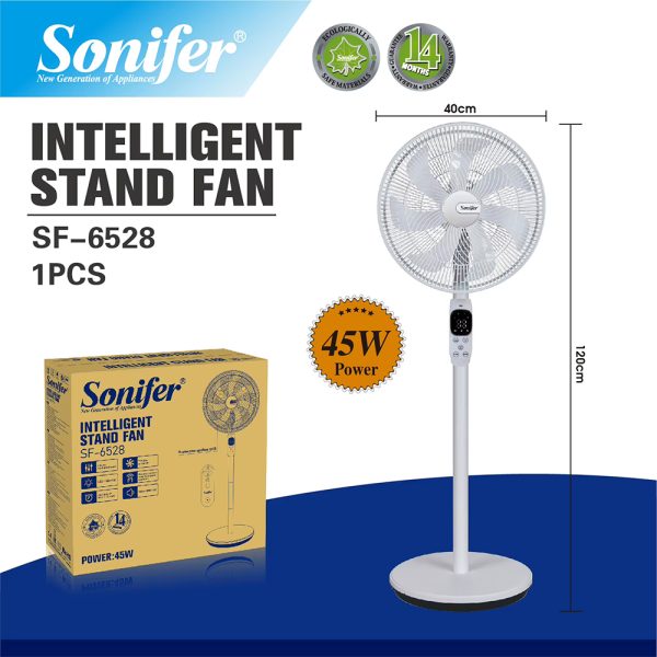 Sonifer SF-6528, 7-Blade Stand Fan With Remote Digital Screen