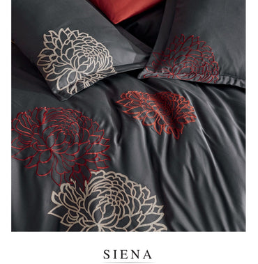 SIENNA gray - Cotton Satin Embroidered Duvet Cover Set Double