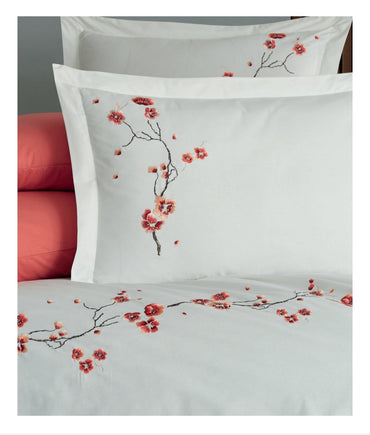 Poplin Double size 3d Embroidered Duvet Cover Set SAKURA Cream