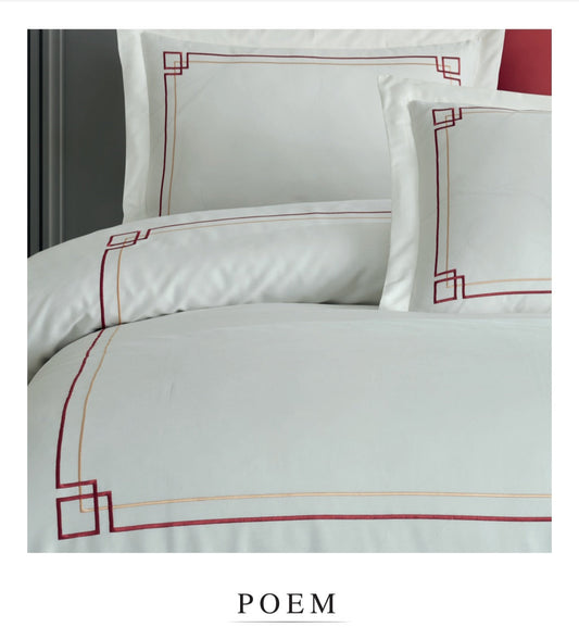 Poem Krem - Cotton Satin Embroidered Duvet Cover Set Double
