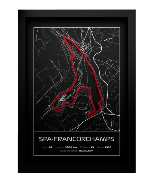 Circuit of Spa-Francorchamps Frame WIth 3D-printed track