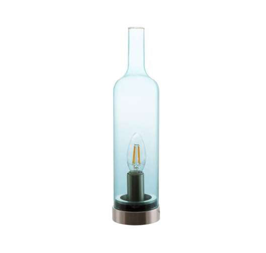 Nino Germany Bottle Table Lamp – 33.5cm Decorative Glass Light in Vibrant Blue
