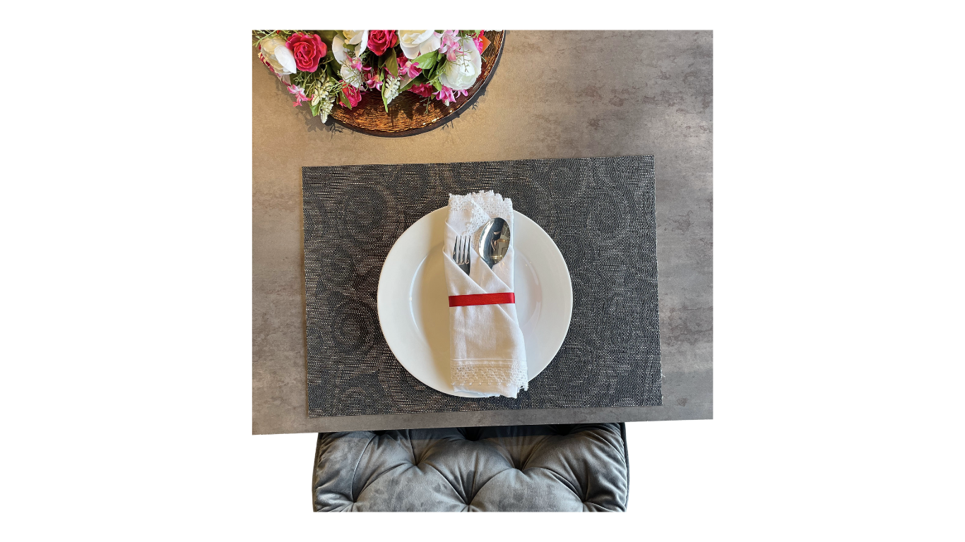 Table Placement Black and Grey Spirals - 35x50cm