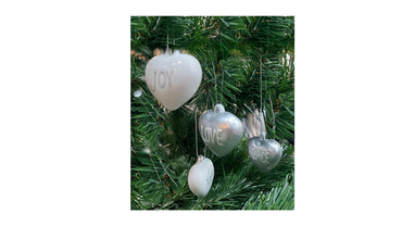 Set of 4 Ceramic Heart Shaped Ornaments